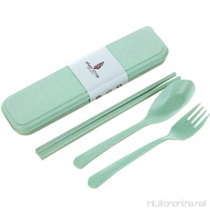 Windspeed 3 Piece Flatware Set- Portable Flatware Spoon Chopsticks Fork with Travel Case Green - B06XT469YV